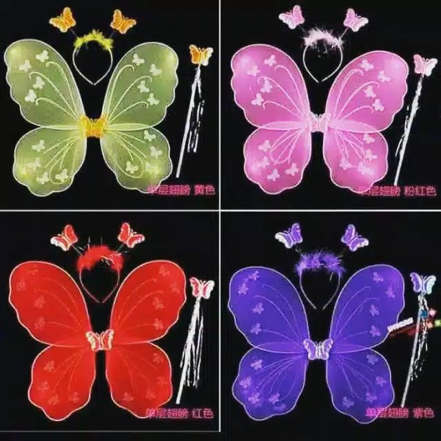 set mahkota peri / fairy crown set / mahkota tongkat sayap kupu kupu/ sayap peri