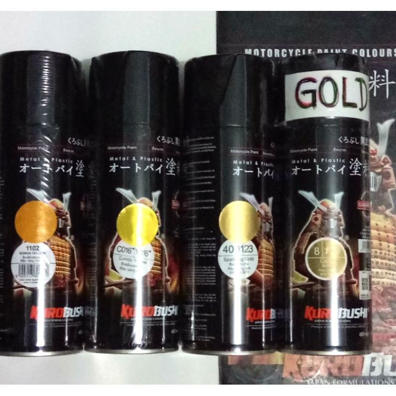 SAMURAI PAINT varian EMAS/GOLD- SPARKLING -HONDA-CANDY YELLOW, Cat/Pilox Pilok Tahan Bensin CATSAMUR