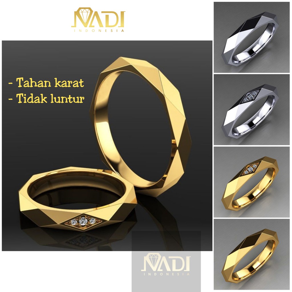 CINCIN COUPLE NADI OCTA AKSESORIS FASHION WANITA CEWEK PRIA COWOK ANTI KARAT TAHAN LUNTUR TITANIUM