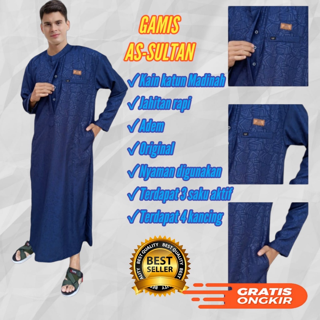 AS-SULTAN/JUBAH PRIA DEWASA EMBOS ORIGINAL PREMIUM/GAMIS LAKI LAKI/BAJU KOKO EMBOS ORIGIANL-1