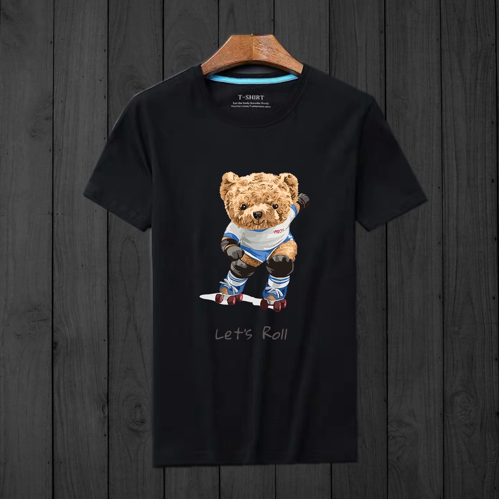 Kaos Tshirt Pria Teddy Bear Atasan Lengan Pendek Baju Basic