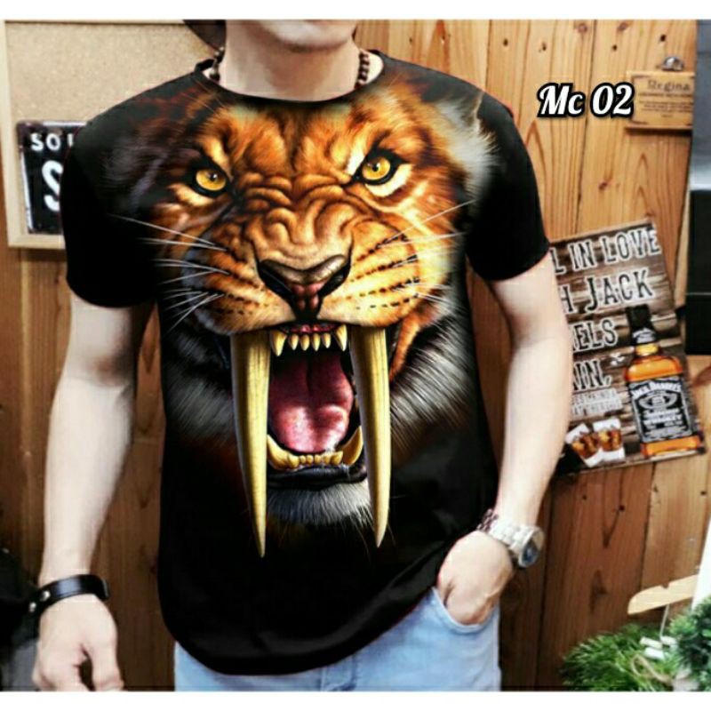 Kaos Pria Lengan Pendek / Macan MC 02 UK L-XL / Shalch Trendy