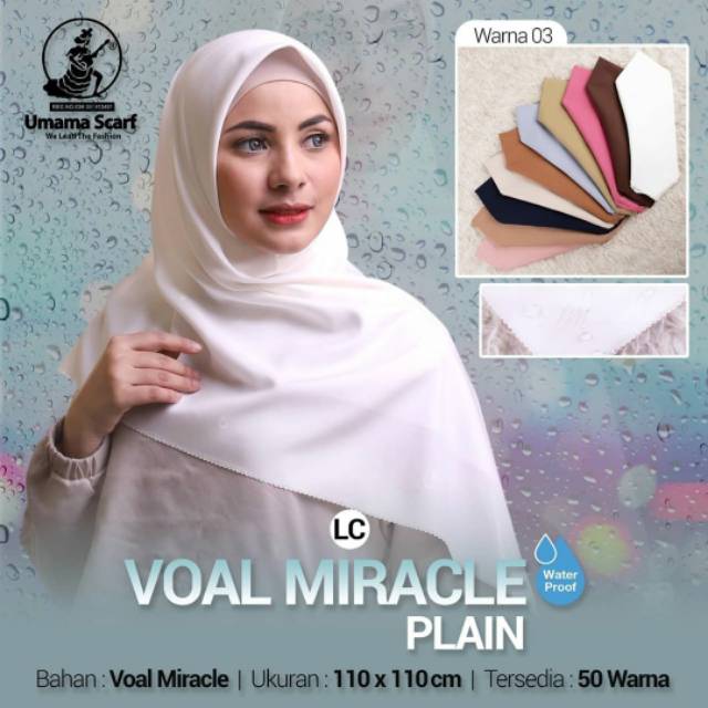 [BISA COD] VOAL MIRACLE WATERPROOF UMAMA SCARF / HIJAB JILBAB SEGIEMPAT VOAL MIRACLE WATER SPLASH