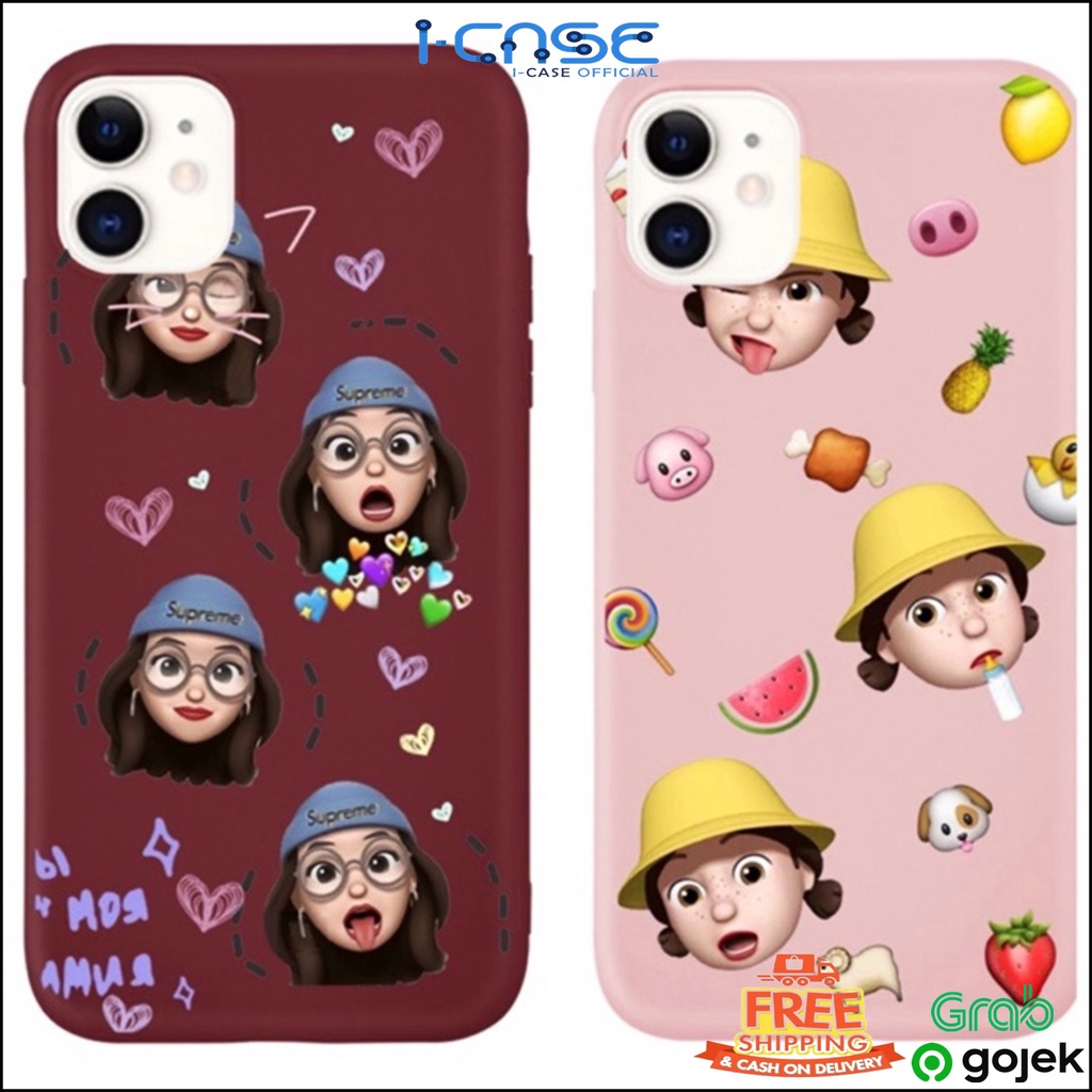 Stiker Girl Soft Case iCase for iPhone 6 7 8 + X XS XR 11 PRO MAX