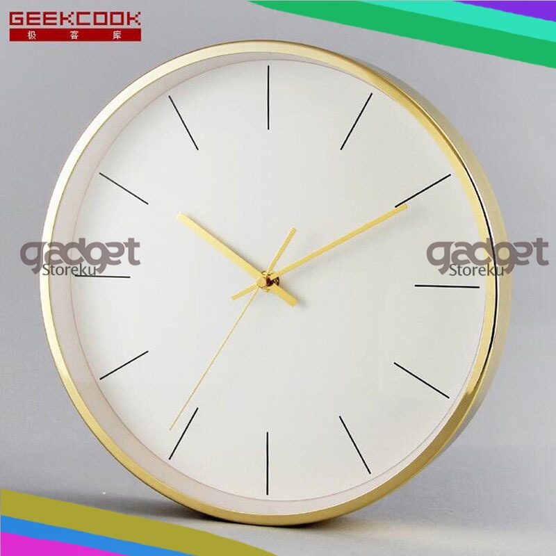 Jam Dinding Simple Elegan Bulat Silent Movement Quartz Creative Design Model Modern