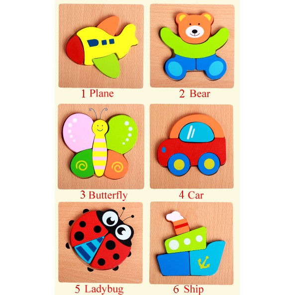 Mini Chunky Puzzle Wooden Puzzle Anak Puzzle Kayu Jigsaw Puzzle 3D Mainan Balita Mainan Edukasi