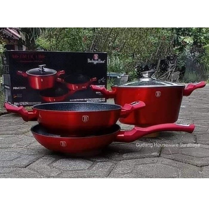 Panci Sultan Berlinger Haus 4 pcs Cookware Metallic Line Burgundy Edition