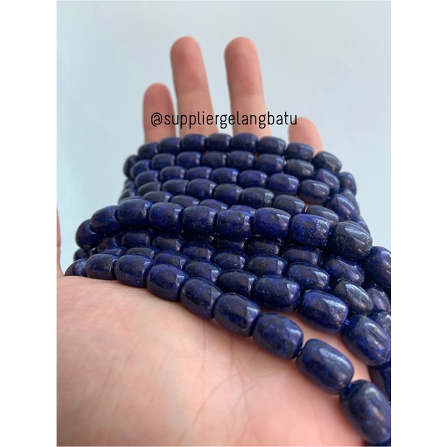 bahan renceng batu tabung 8mm lapiz lazuli biru tua akik afghanistan