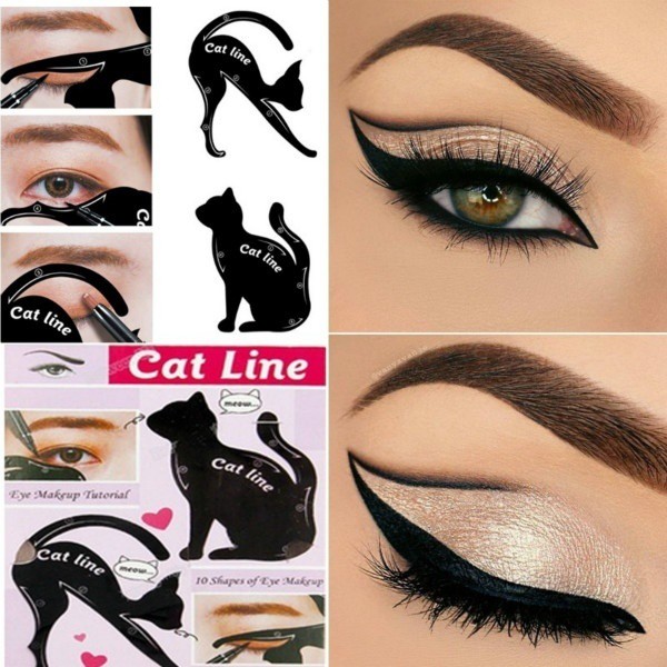 TBI Cat Eyeliner Stencil Cetakan Cat Line 2 in 1 Eye Shadow &amp; EyeLiner