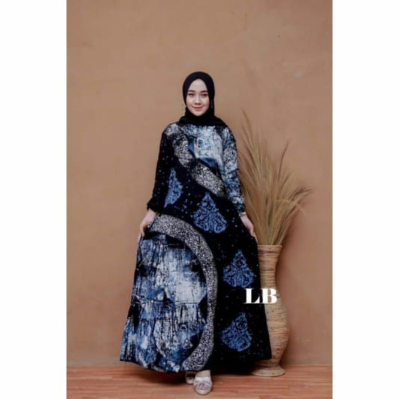 ( PROMO) GAMIS TWILL , TERMURAH DANTERLARIS || GAMIS RAYON MURAH || DASTER MALAMAN-GANDIWA BLUE