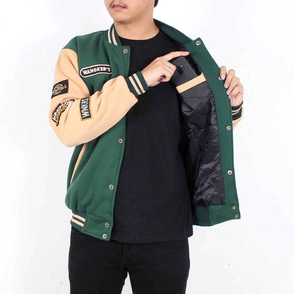 AKN - Jaket Varsity Baseball Pria Wanita UNISEX - Varsity Jacket Vintage Baseball Import Original WANGKERS Full Bordir Tebal Dan Nyaman