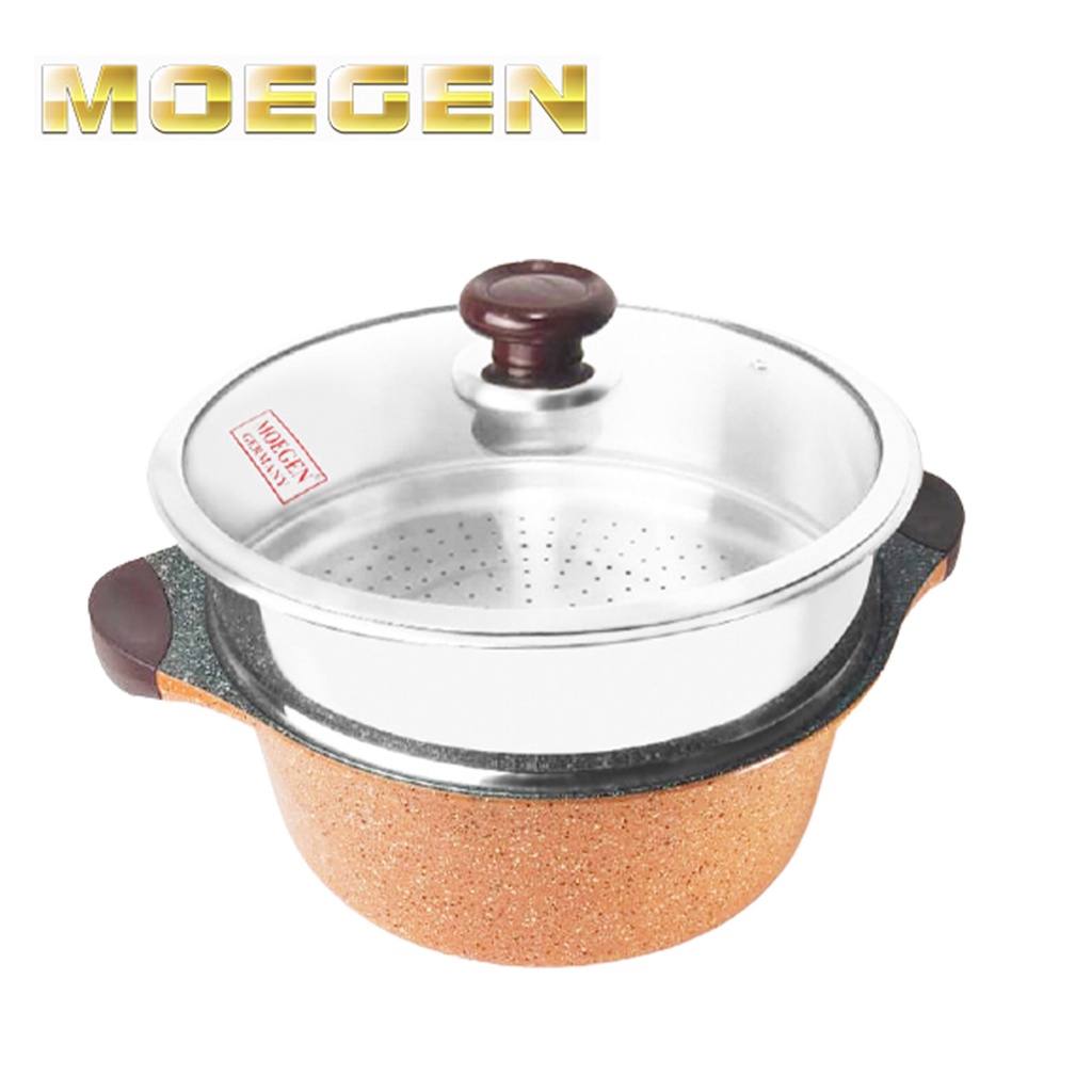 ORIGINAL MOEGEN Germany casserole 24cm granite plus steamer / Kukusan