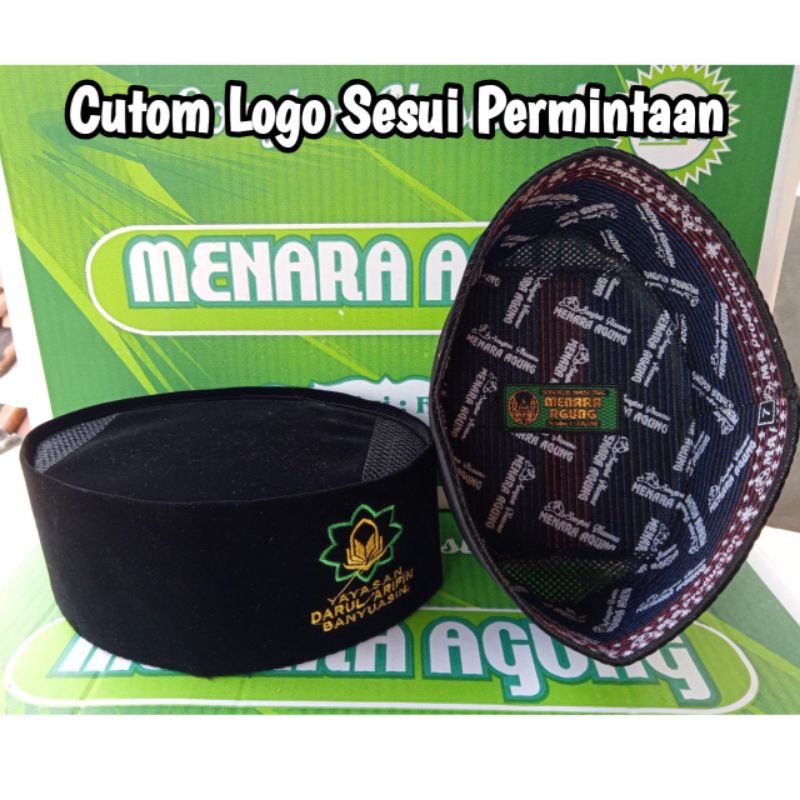 Peci Custom Logo Bisa Request Logo Peci Songkok Kopiah Custom Logo Pesantren Sekolah Madrasah Organi