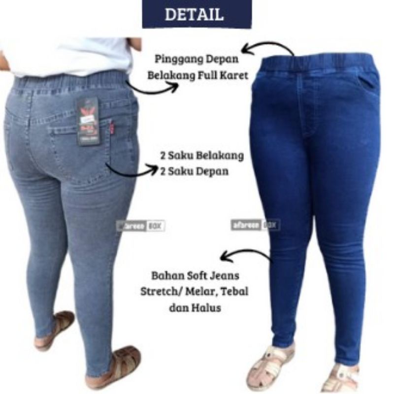 Celana Jeans Jumbo Wanita Pinggang Karet Sofjeans Legging