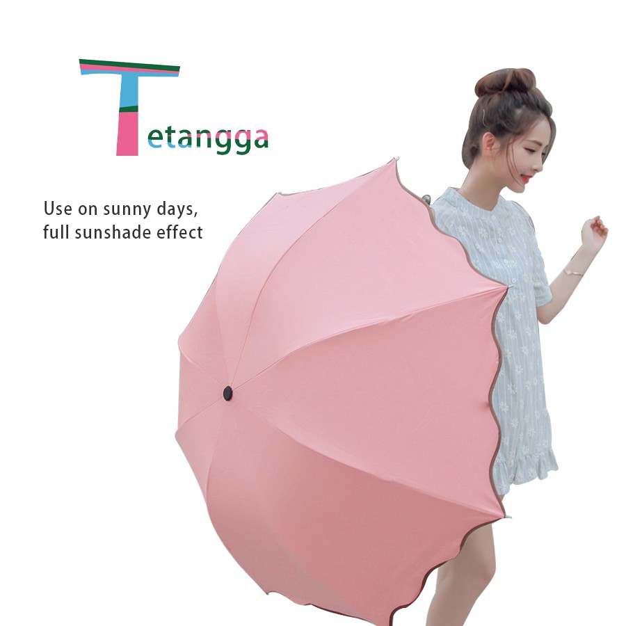 3D Payung Lipat Magic Umbrella / Dimensi Lapisan Hitam ANTI UV ( Gelombang )  AJ-14 Flowers Umbrella