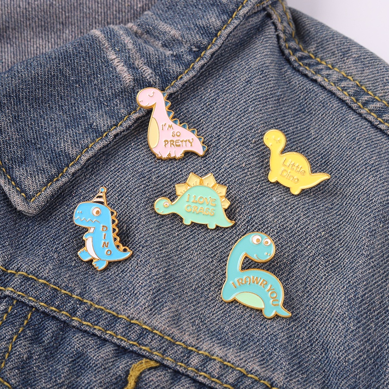 Bros Pin Desain Kartun Dinosaurus 5 Gaya Untuk Hadiah