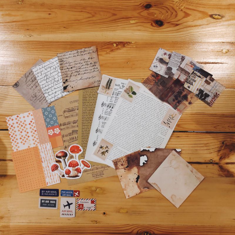 

40 pcs journal kit paket journaling retro vintage jurnal aesthetic ( Ridhl Stuff )