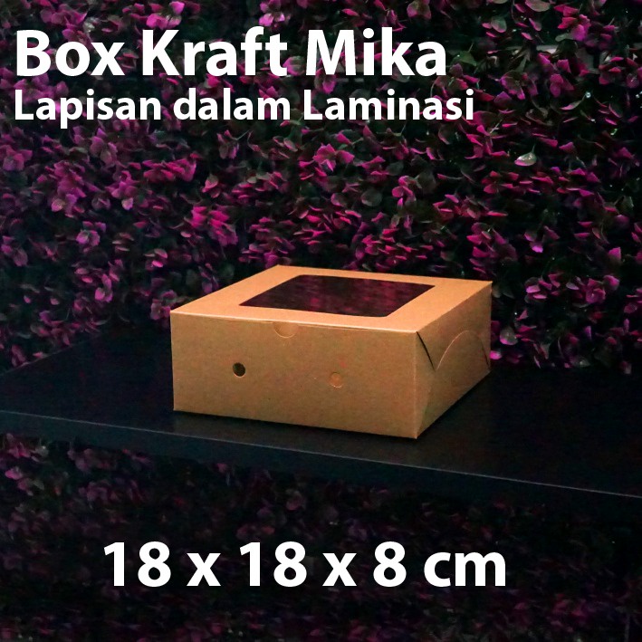 

(Bekasi) Dus Kraft 18 x 18 x 8 cm dengan Mika - Box Cake Coklat Snack