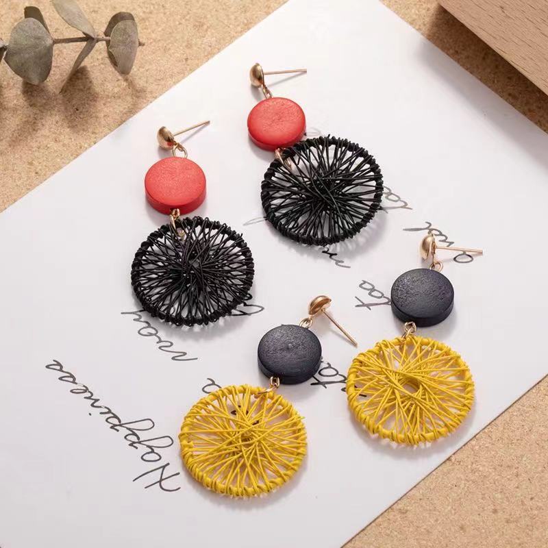 (Hello Girl)E31 Anting Anyaman Roda Fashion Wanita Stud Earrings Import