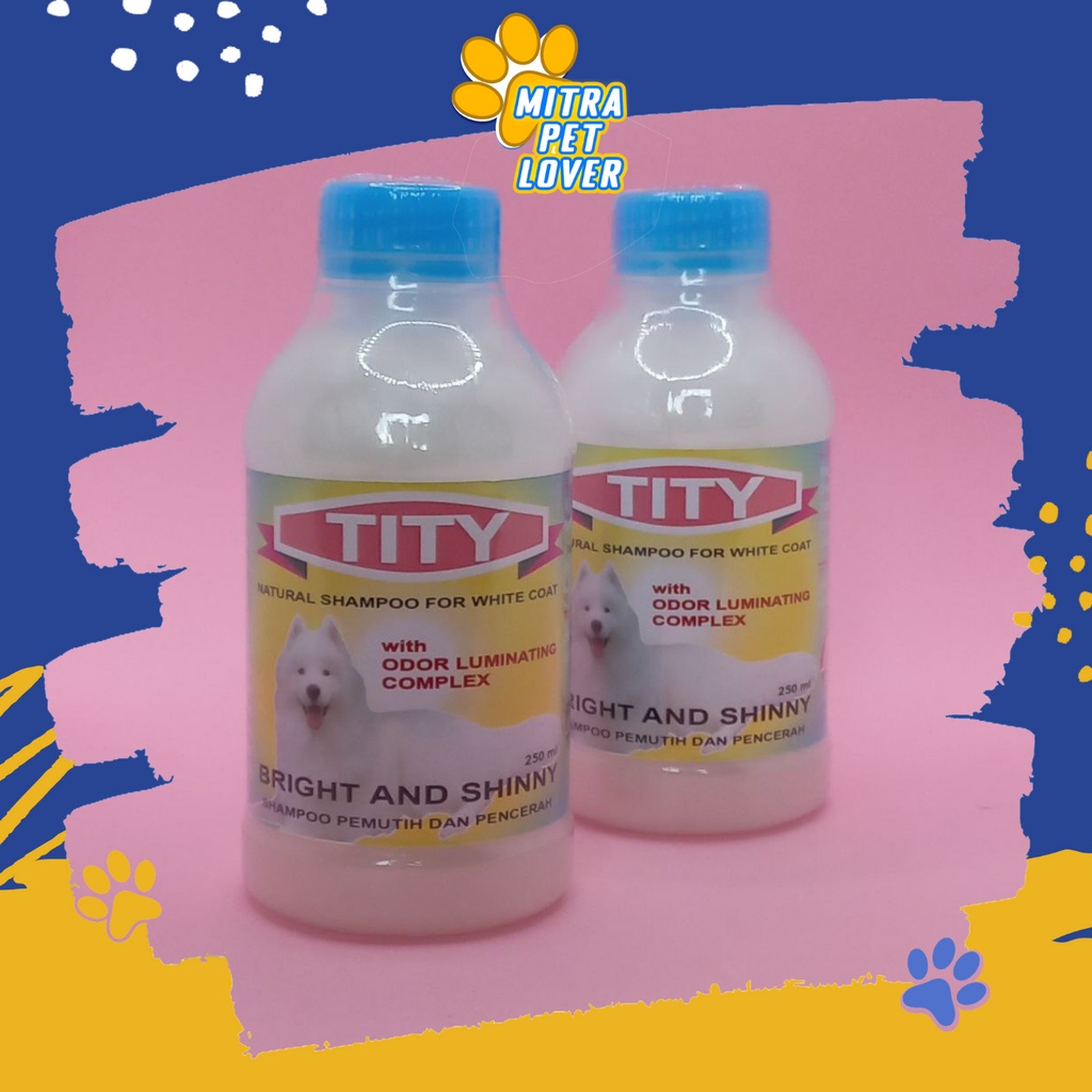 SHAMPO ANJING BERBULU PUTIH - TITY SHAMPOO DOG 250 ML ORIGINAL UNTUK ANJING BERBULU PUTIH HALUS BERSIH LEMBUT WANGI BERKEMILAU MENGHALUSKAN MELEMBUTKAN DOGGY PUPPIES PUPPY VETERINARY TAMASINDO OBAT DAN VITAMIN HEWAN BINATANG PELIHARAAN MITRAPETLOVER