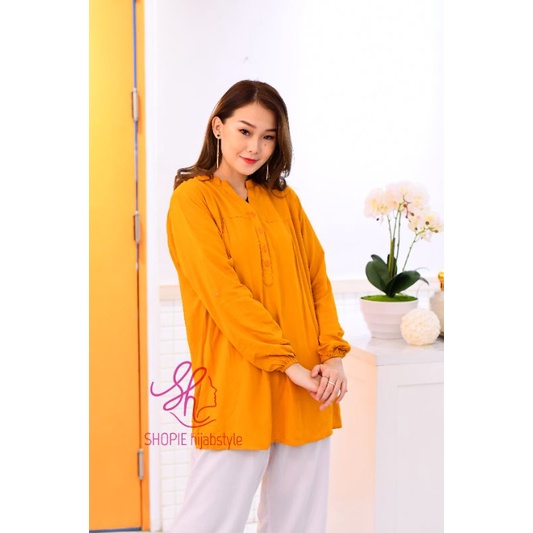 Blus Polos Mustard - Blouse Polos Rayon - Kubus - Fathin Basic - Kuning Kunyit - SHOPIE Hijabstyle-5