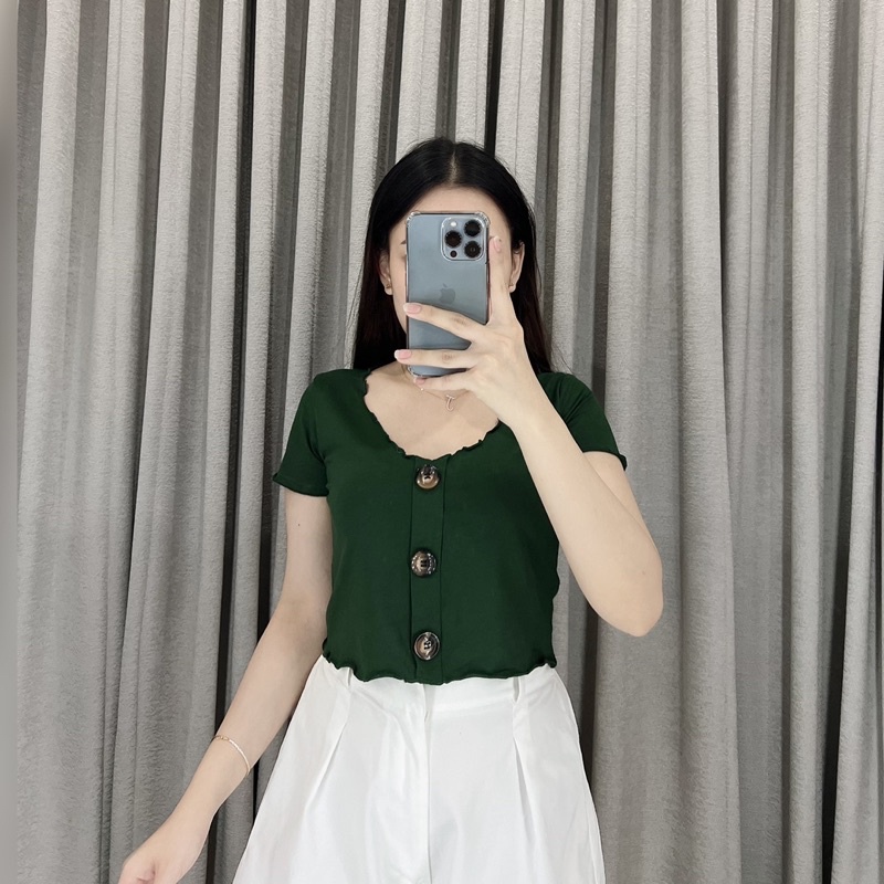 Yoan button crop top | Crop top kancing spdx | Atasan wanita crop