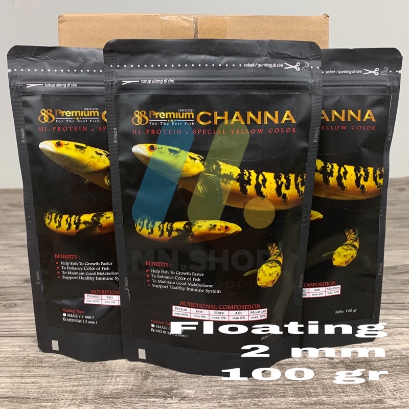Pelet Ikan Pakan Channa Premium 88 Channa Yellow 100Gr Floating Pakan Pelet Ikan Channa