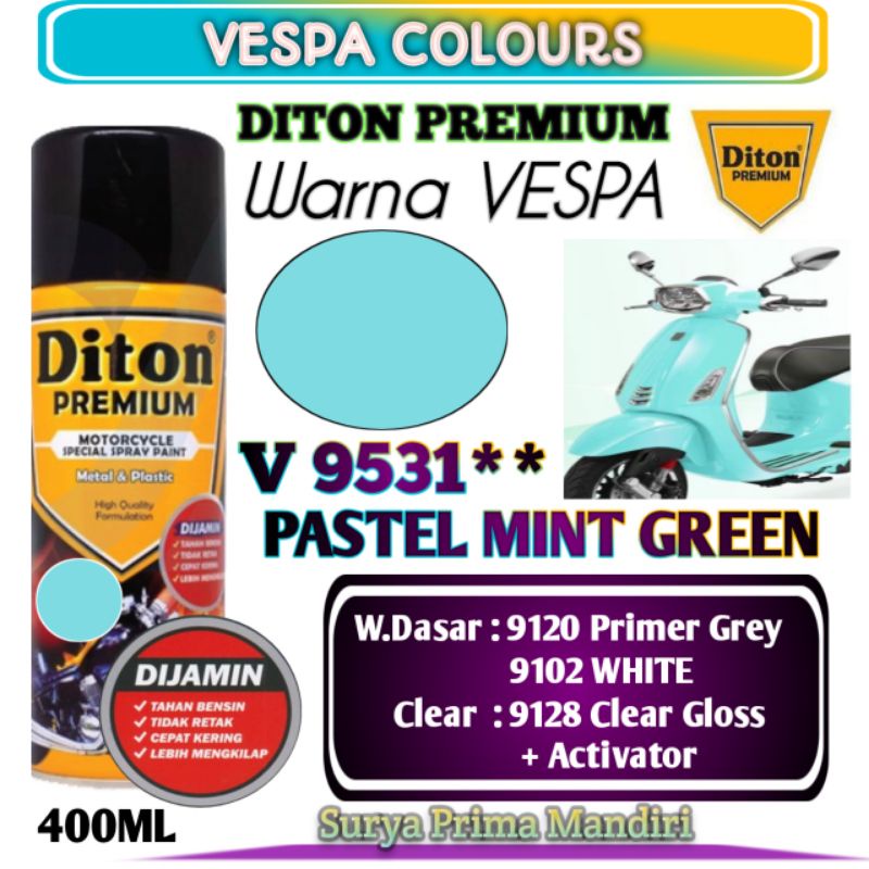 V 9531** PASTEL MINT GREEN DITON PREMIUM 400cc Cat Semprot Pylox Pilok Pylok / Cat Aerosol / DITON P