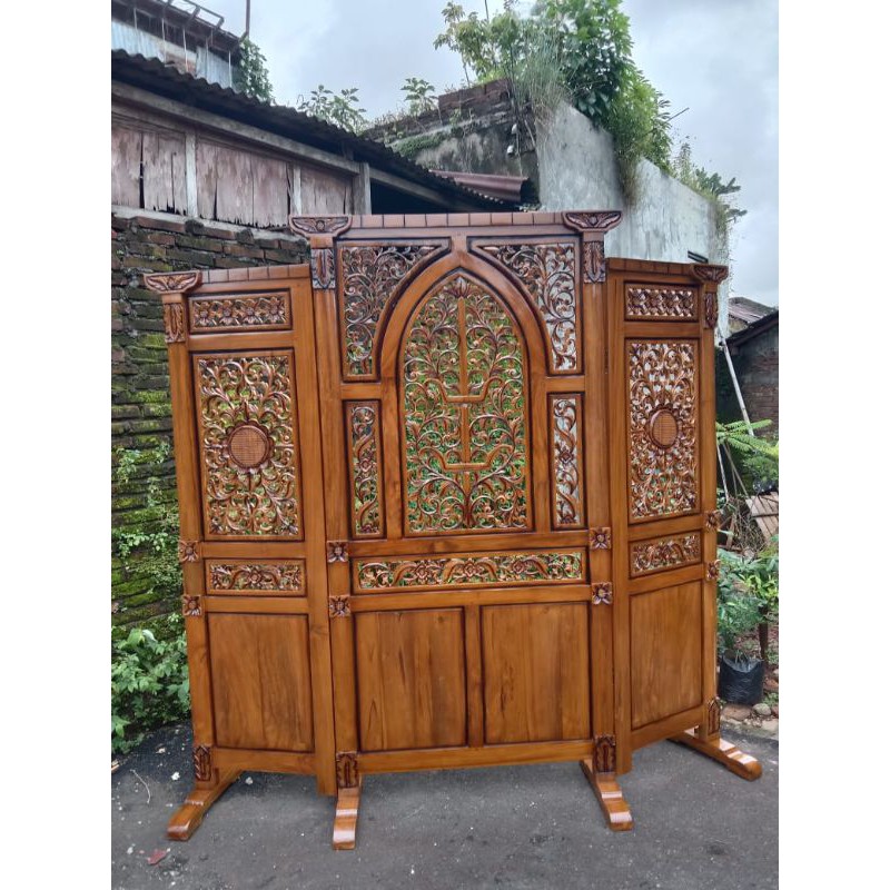 sketsel ukir-gebyok kayu jati -gebyok ukiran-skesel ukiran jepara-penyekat ruangan