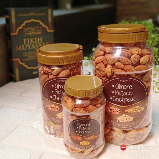 Kacang Almond Roasted Milk Panggang Kemasan Toples dan