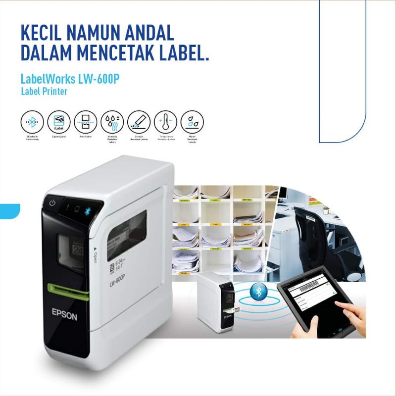 LabelWorks LW-600P Printer Epson yang bisa terkoneksi Bluetooth