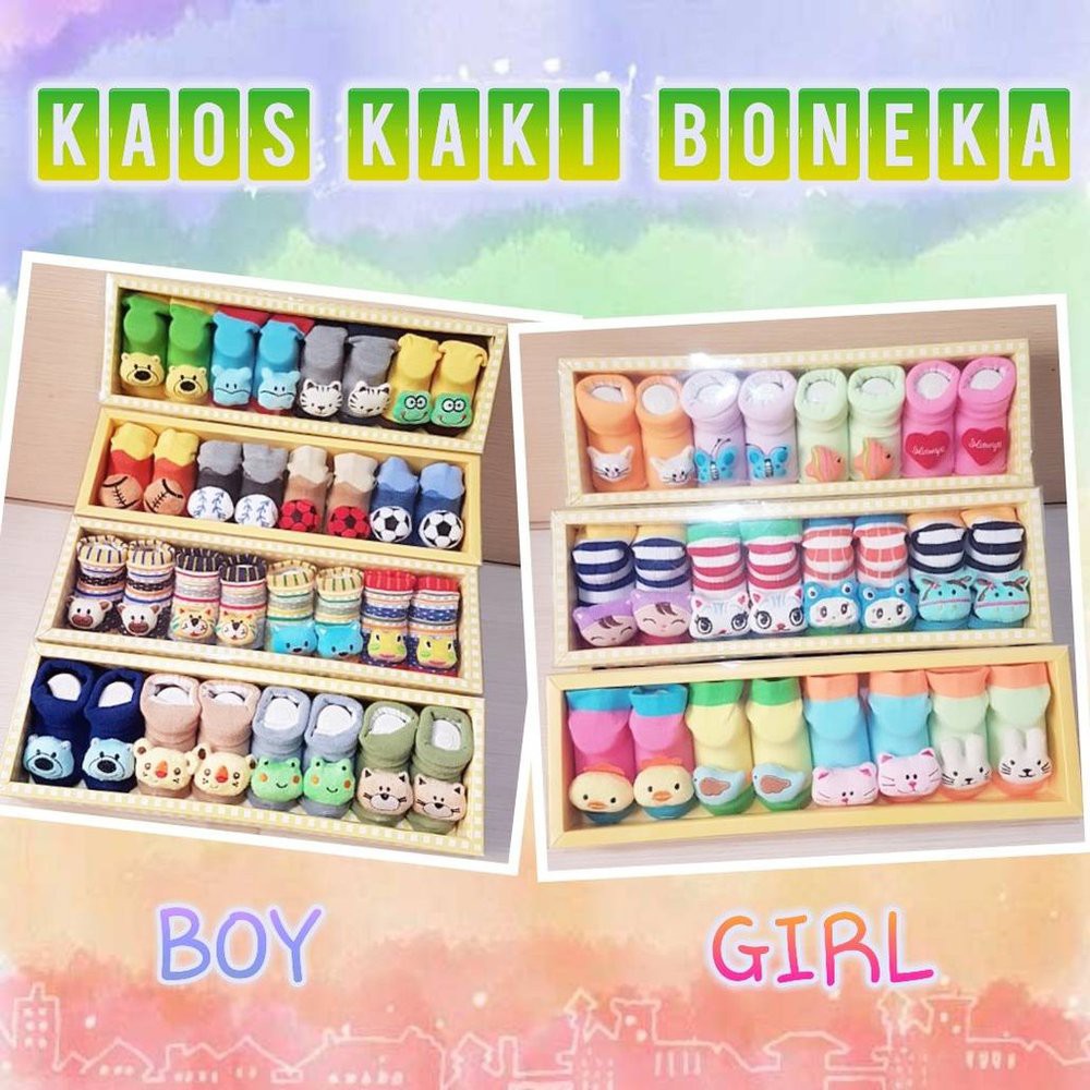 (4PCS) BEST SELLER!! PINGO KAOS KAKI BAYI BONEKA ISI 4 - KAOS KAKI BAYI MURAH