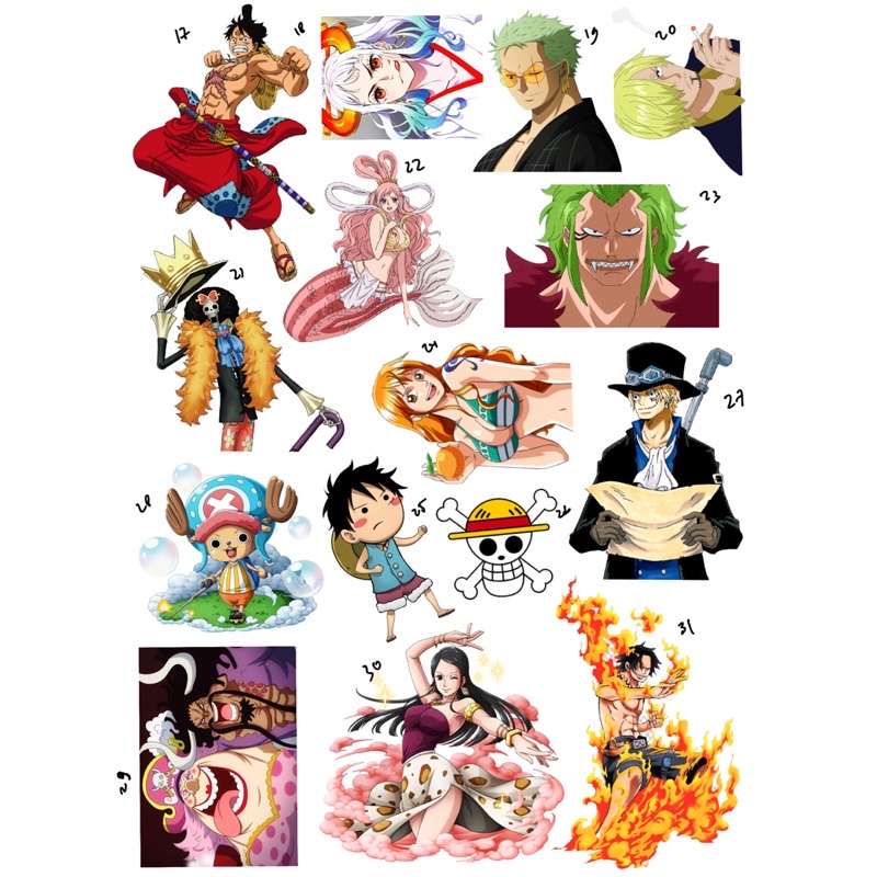 Stiker Anime One Piece (10 pcs)