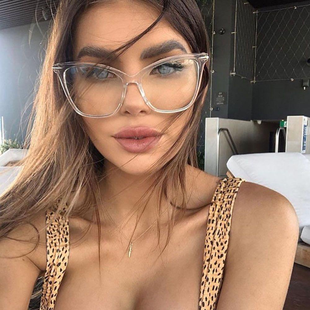 Mxbeauty Kacamata Cat Eye Spectacles Lensa Bening Transparan Kacamata Wanita Anti Blue Light Pria Eyeglasses Optical Glasses