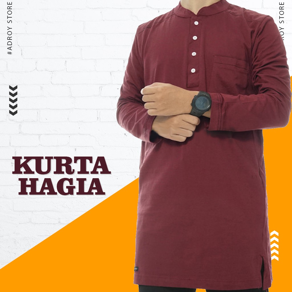 Koko Kurta Pria Dewasa Premium Al Mia BHS Dakwah Putih Lengan 3/4 Panjang Ukuran Jumbo Terbaru A22