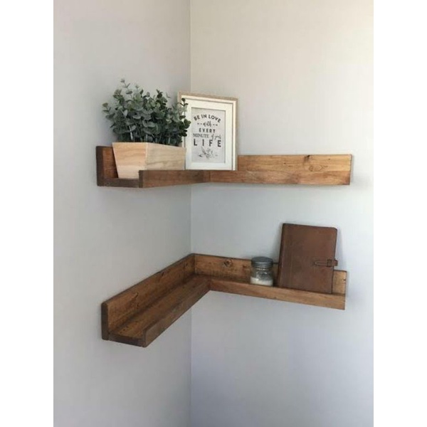 Rak Dinding Sudut Kayu Jati