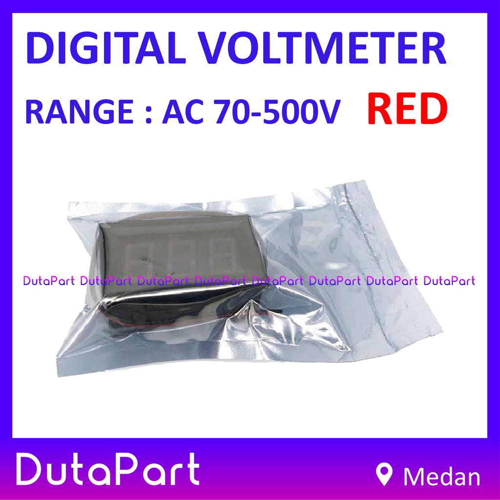 Digital Voltmeter AC 70-500V 0.56&quot; Red 2 Wire With Frame Ukur Volt PLN