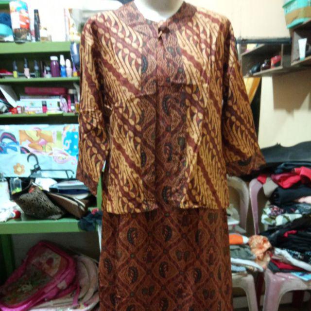 Tunik Mona Padi Hitam Sogan Serut Sarimbit Batik Parang Seling
