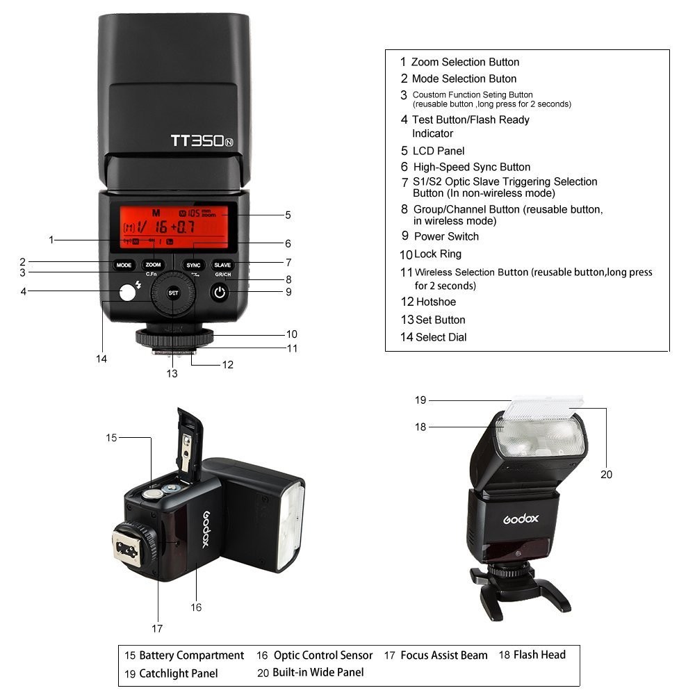 Godox TT350N / TT 350 / TT 350 N / TTL Camera Flash Speedlite for Nikon Promo