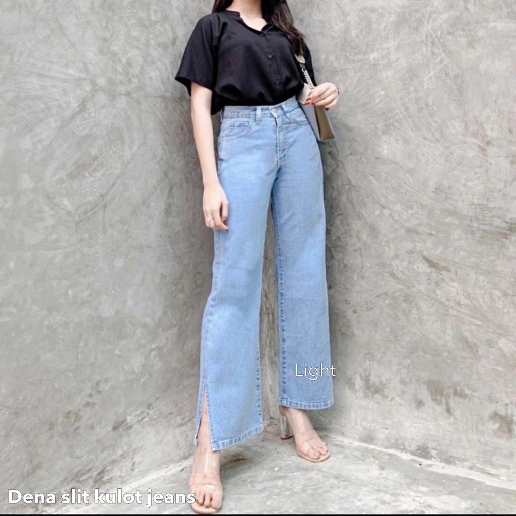 Premium Dena slit kulot jeans - Thejanclothes