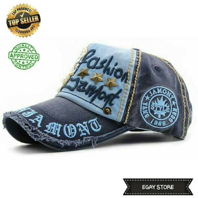 TERBARU ! TOPI DISTRO TOPI SNAPBACK TOPI BASEBALL PRIA WANITA SOBEK FASHION JAMONT PUNK MURAH-BIRU