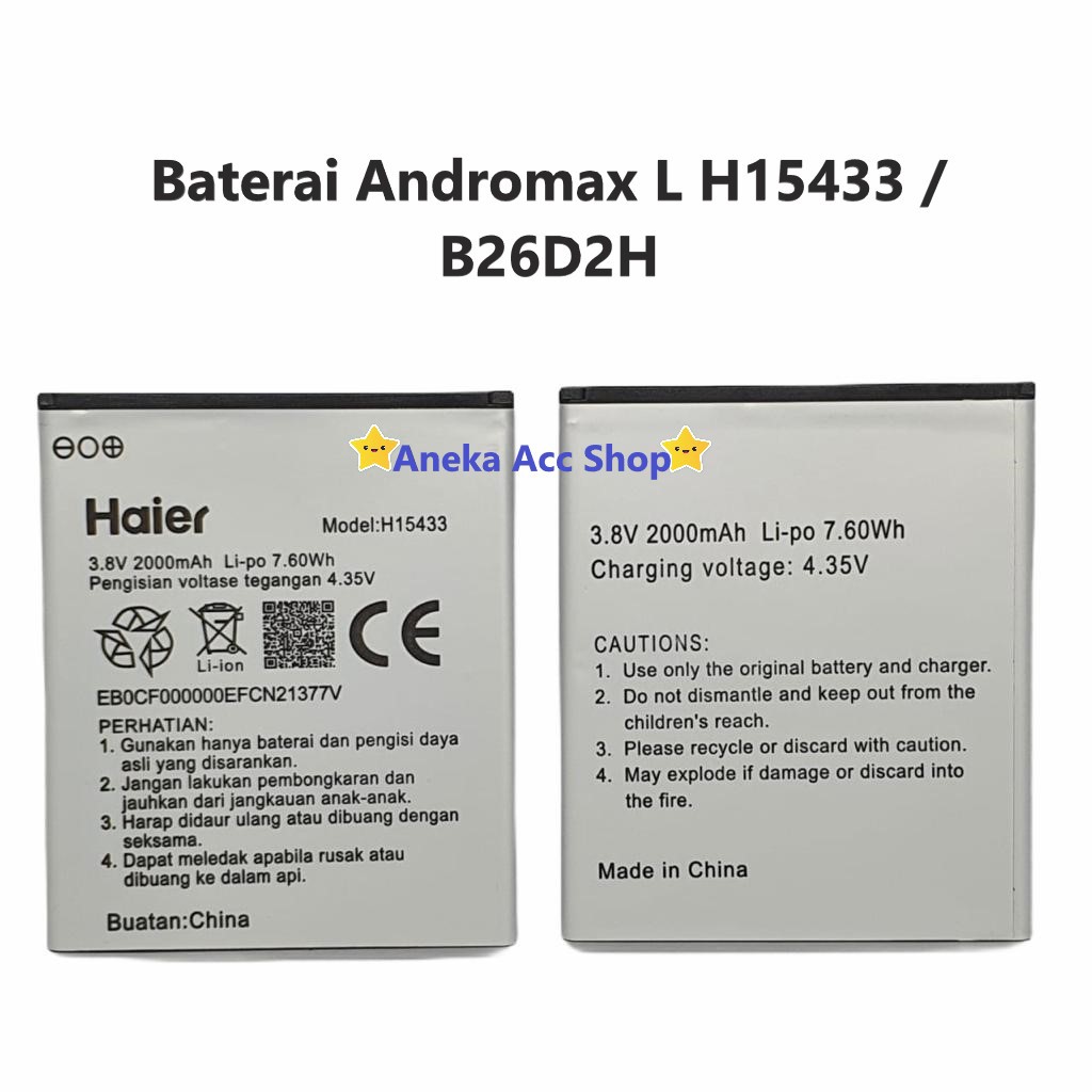 Baterai Battery Original Andromax L H15433 B26D2H Batre