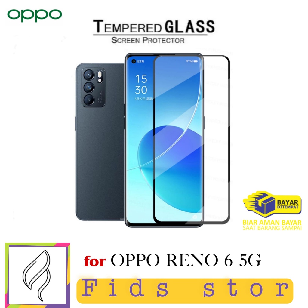 PROMO Tempered Glass OPPO RENO 6 5G TG Layar FULL COVER Black Premium Screen, Protector FULL Screen