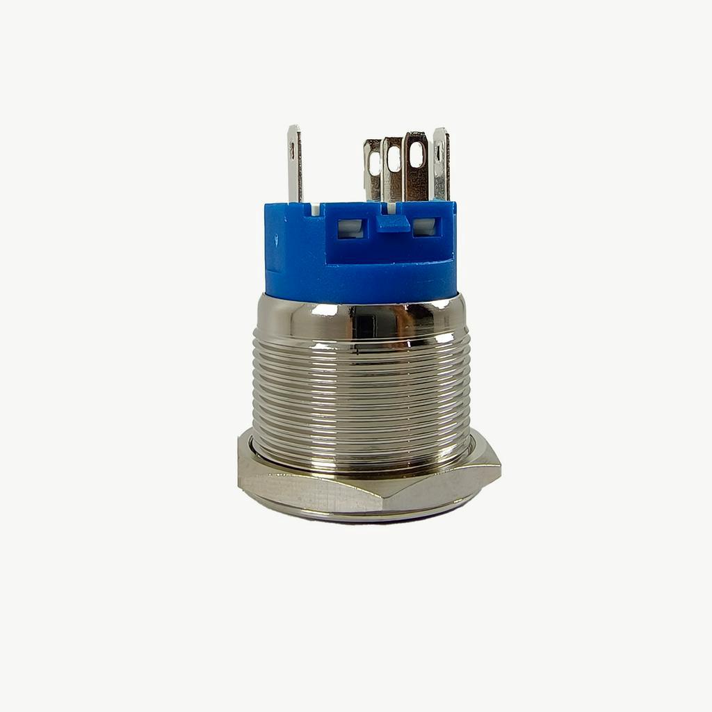 Saklar Metal 22mm Push On 5 Pin Switch Lampu Stainless 22 mm LED Tombol 12v Momentary