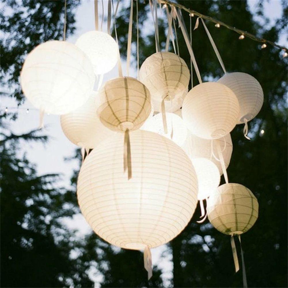 Nickolas1 Lampion Kertas Dekorasi Pesta Pernikahan Bulat Mid Autumn 10 /15 /20 /25 /30 /35 /40cm Hanging Decoration White Lantern