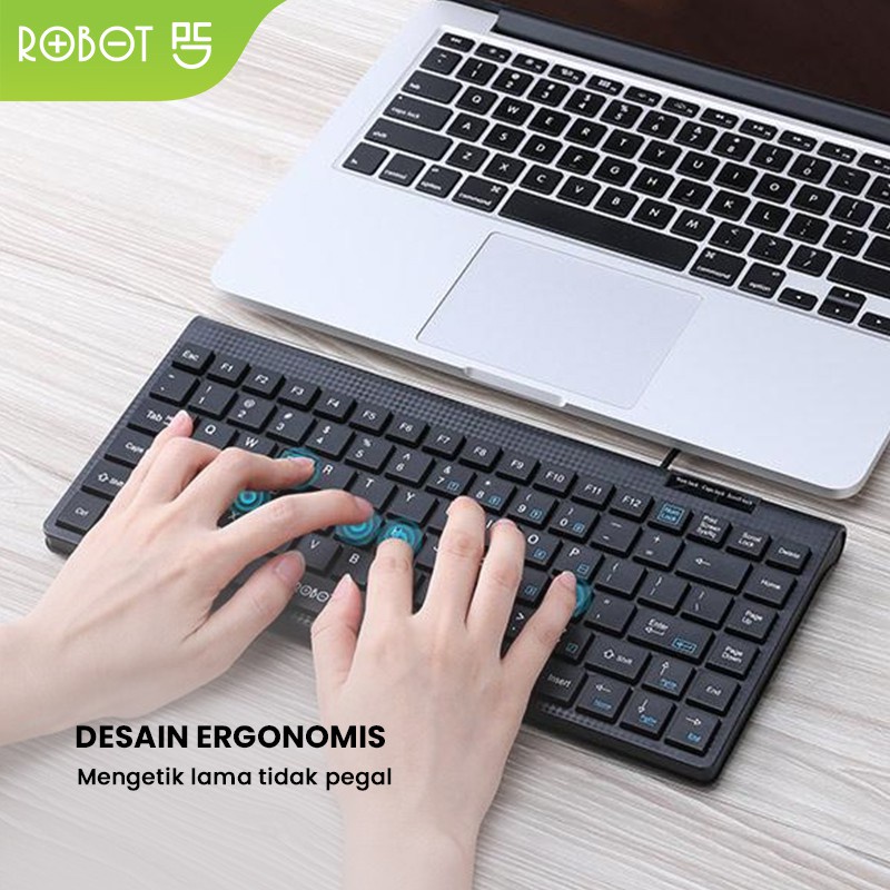 (VROFFSTORE) ROBOT Portable Mini Wired Keyboard RK10 RK 10 Ultra-Thin Garansi Resmi 1 Tahun