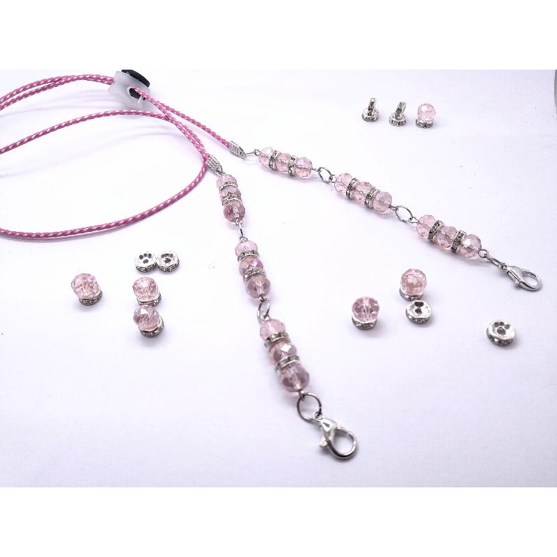tali masker konektor hijab premium batu kristal 8mm Strap mask chain lanyards tali gantungan masker