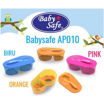 Divided Bowl With Spoon Baby Safe / Mangkok dan Sendok Makan Bayi AP010 FB001 Sendok Sensor Makan Mpasi Bayi Twin Taste Bowl Set