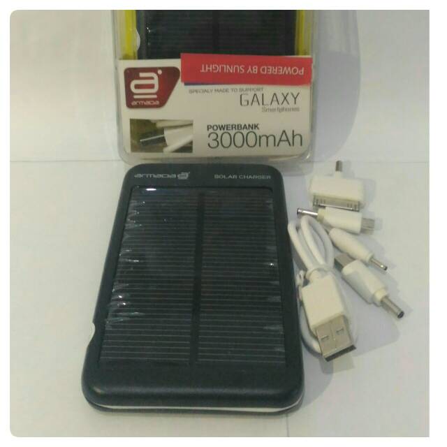 POWER BANK SOLAR CHARGER ARMADA 3000 MAH POWERED BY SUNLIGHT GALAXY SMARTPHONES