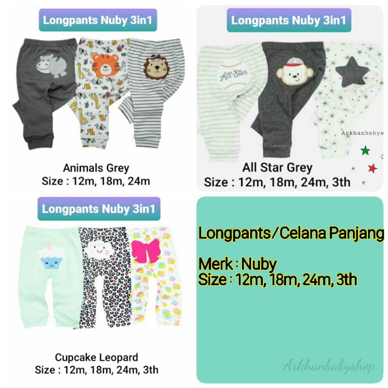 NUBY 3IN1 LONGPANTS/CELANA PANJANG BOY DAN GIRL